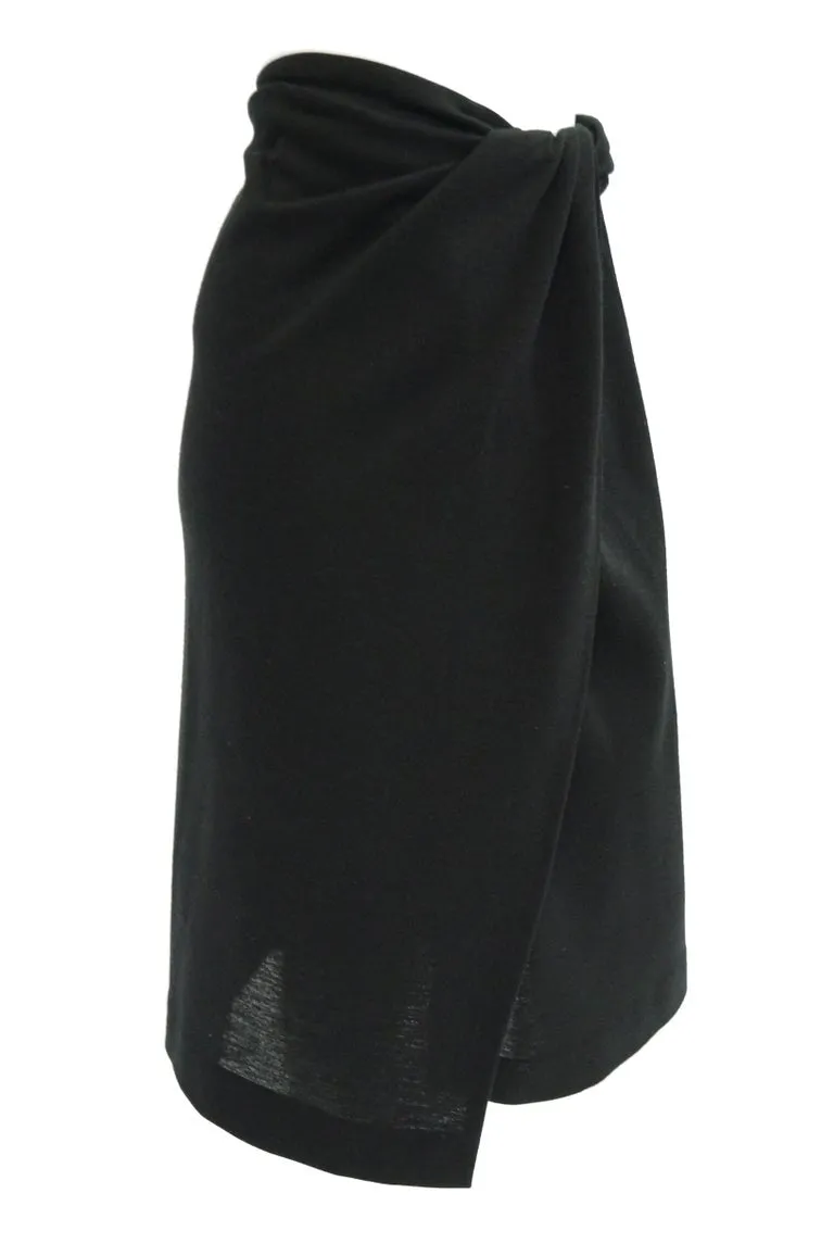 1985 Donna Karan "Seven Easy Pieces Collection" Black Wool Wrap Skirt