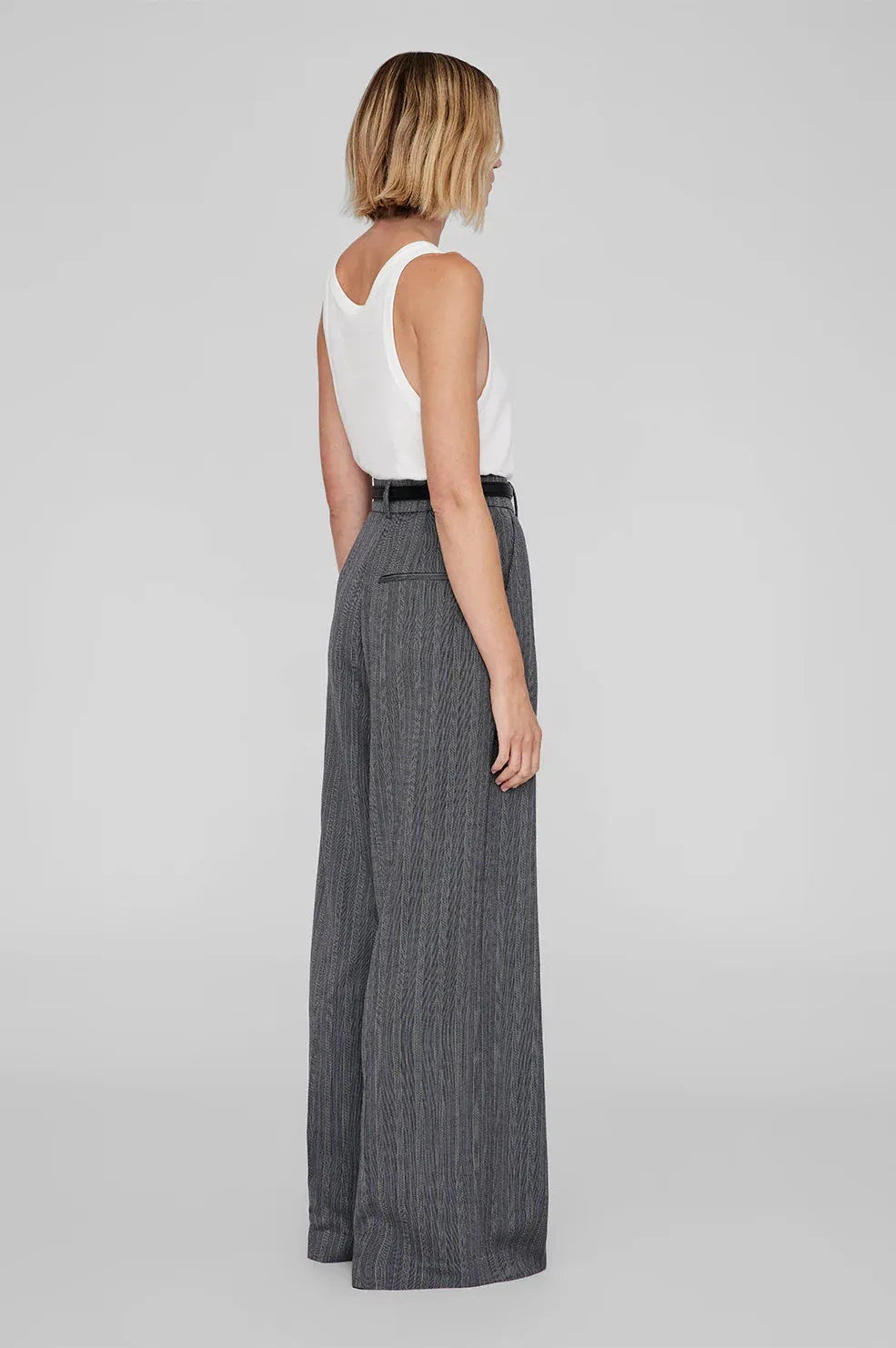 Anine Bing Lou Trouser - Black and Grey Stripe