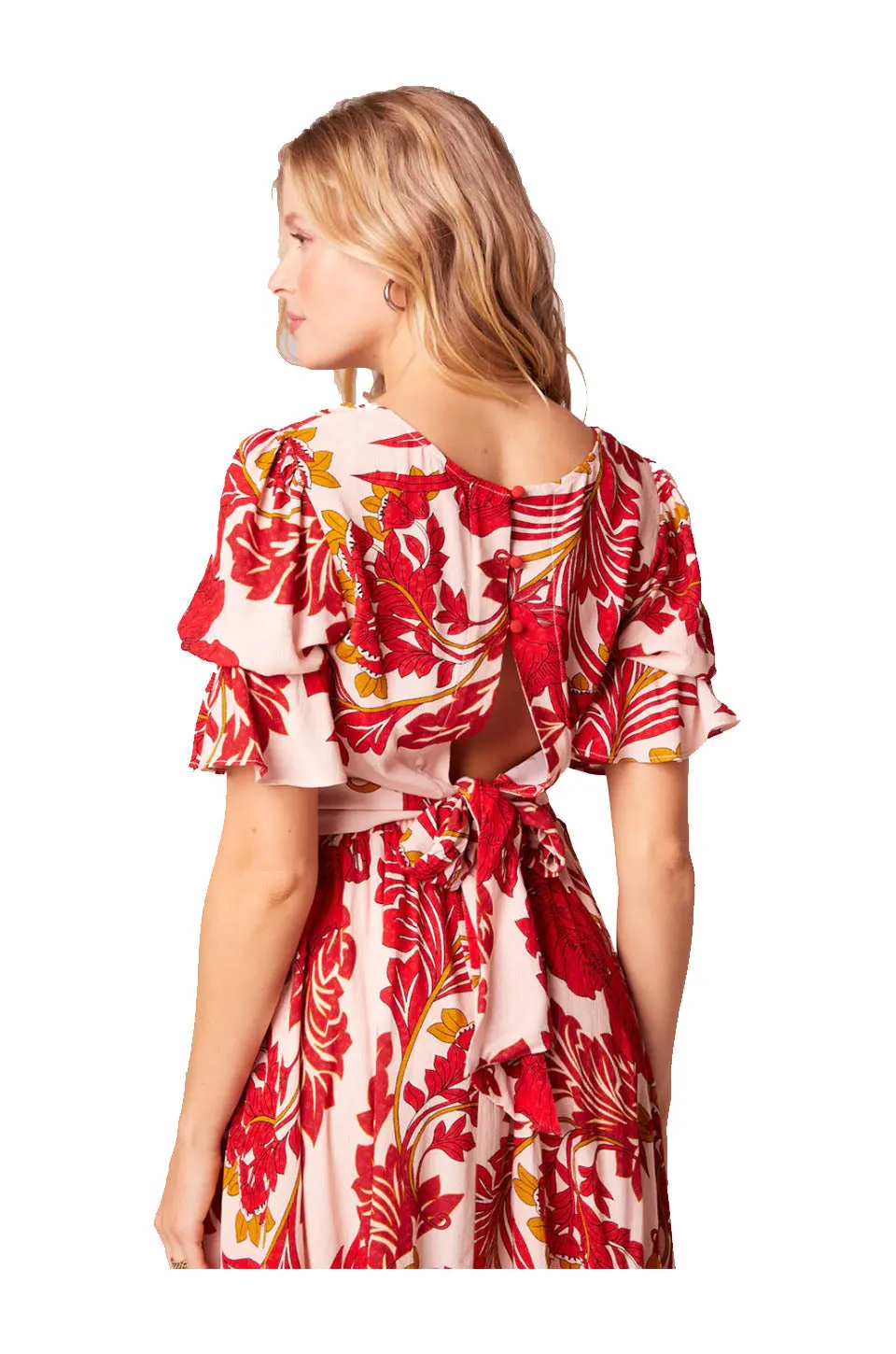 Band Of Gypsies Siren Top In Cream/Red/Peach