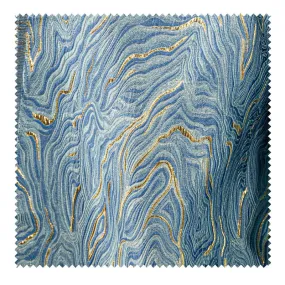 Blue Gold Twill Jacquard Fabric for Dress