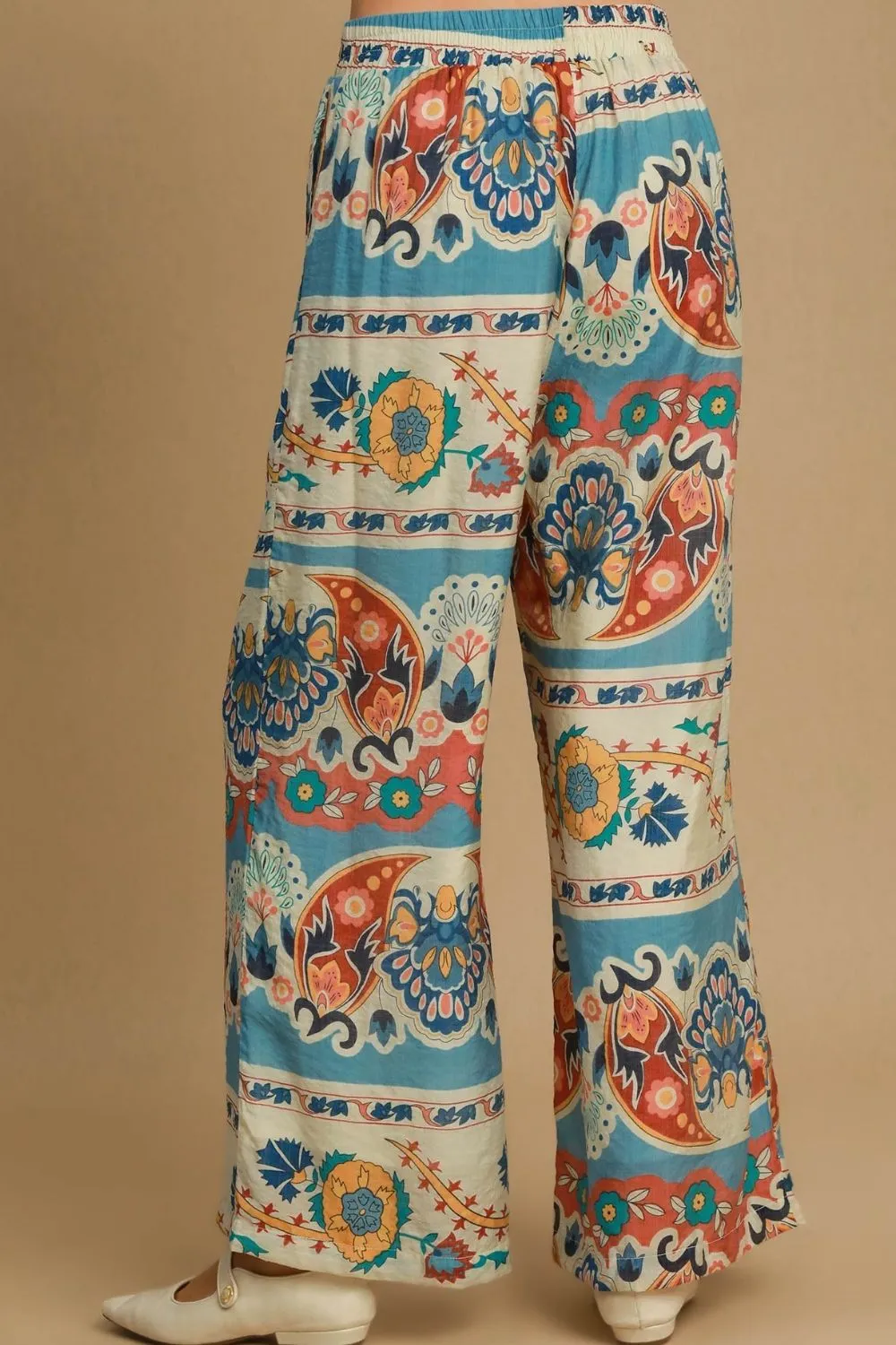 Bohemian Border Print Wide-Leg Pants