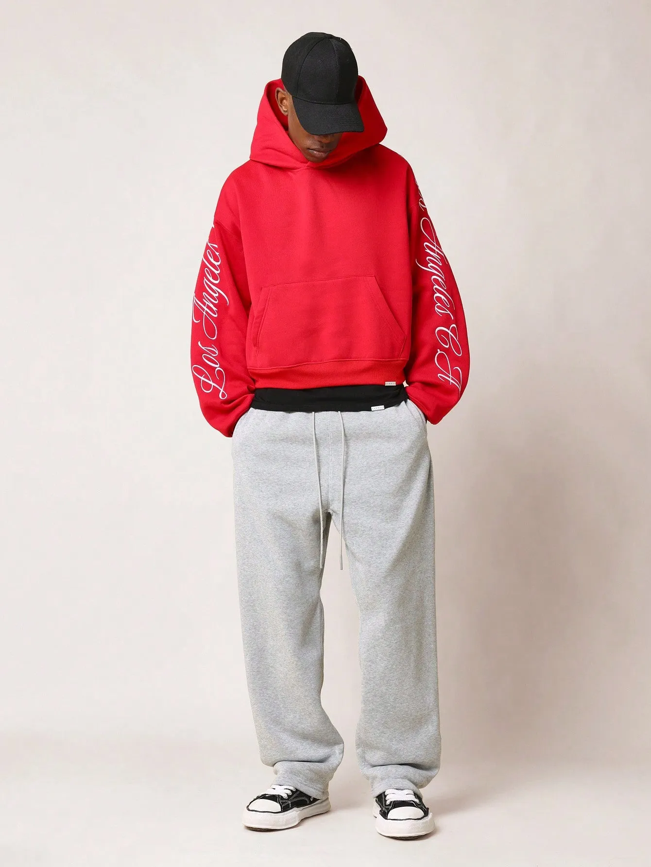 Crop Fit Overhead Hoodie With Sleeve Embroidery