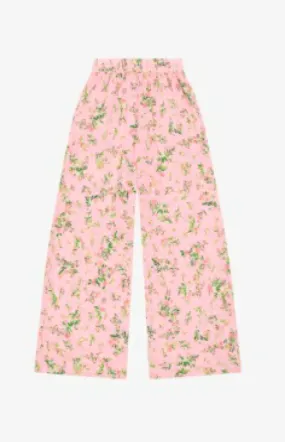 Floral Print Wide Leg Pants - Pink Floral