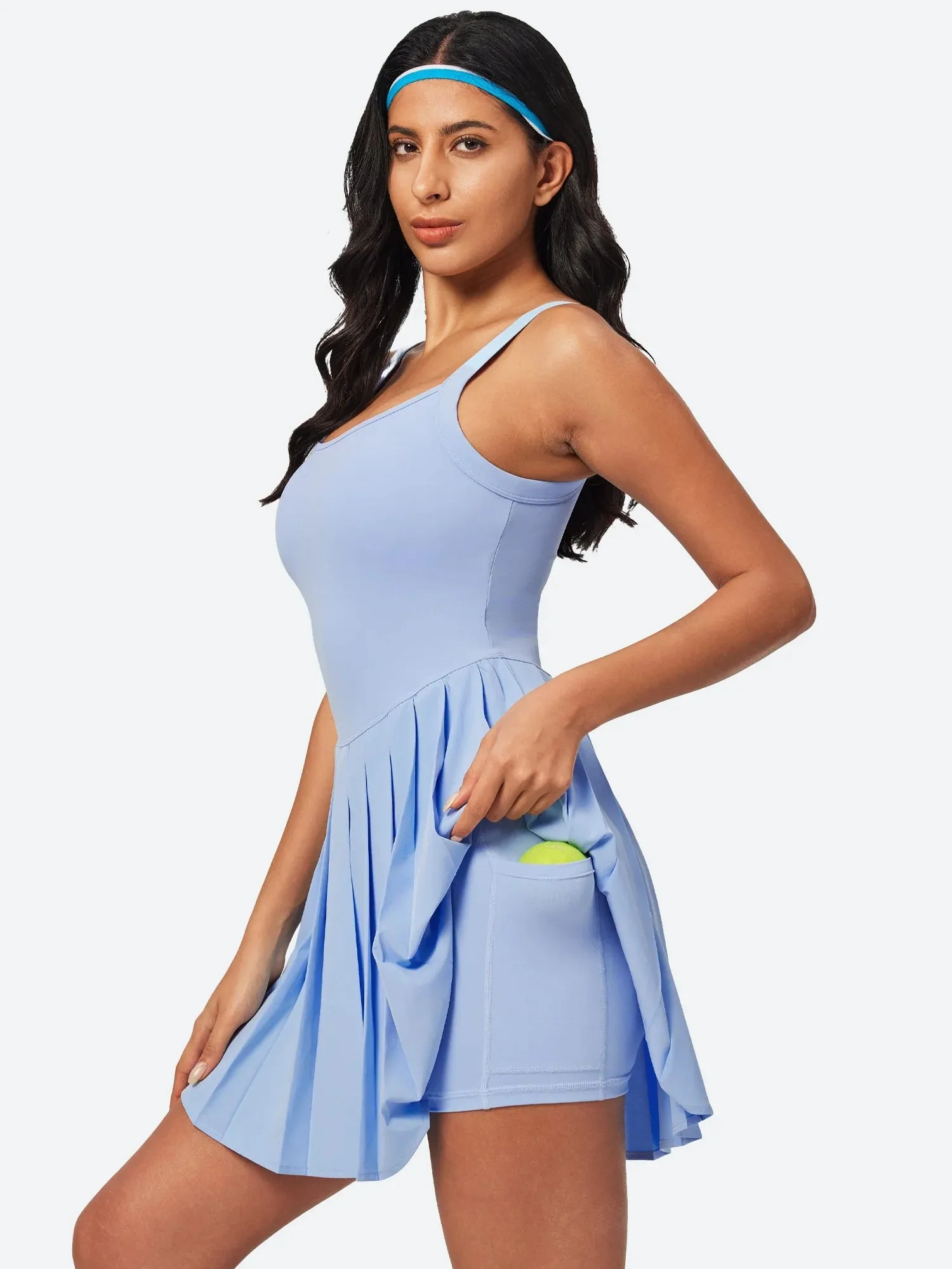 IUGA Easy Peezy Pleated Athletic Dress With Built-in Shorts