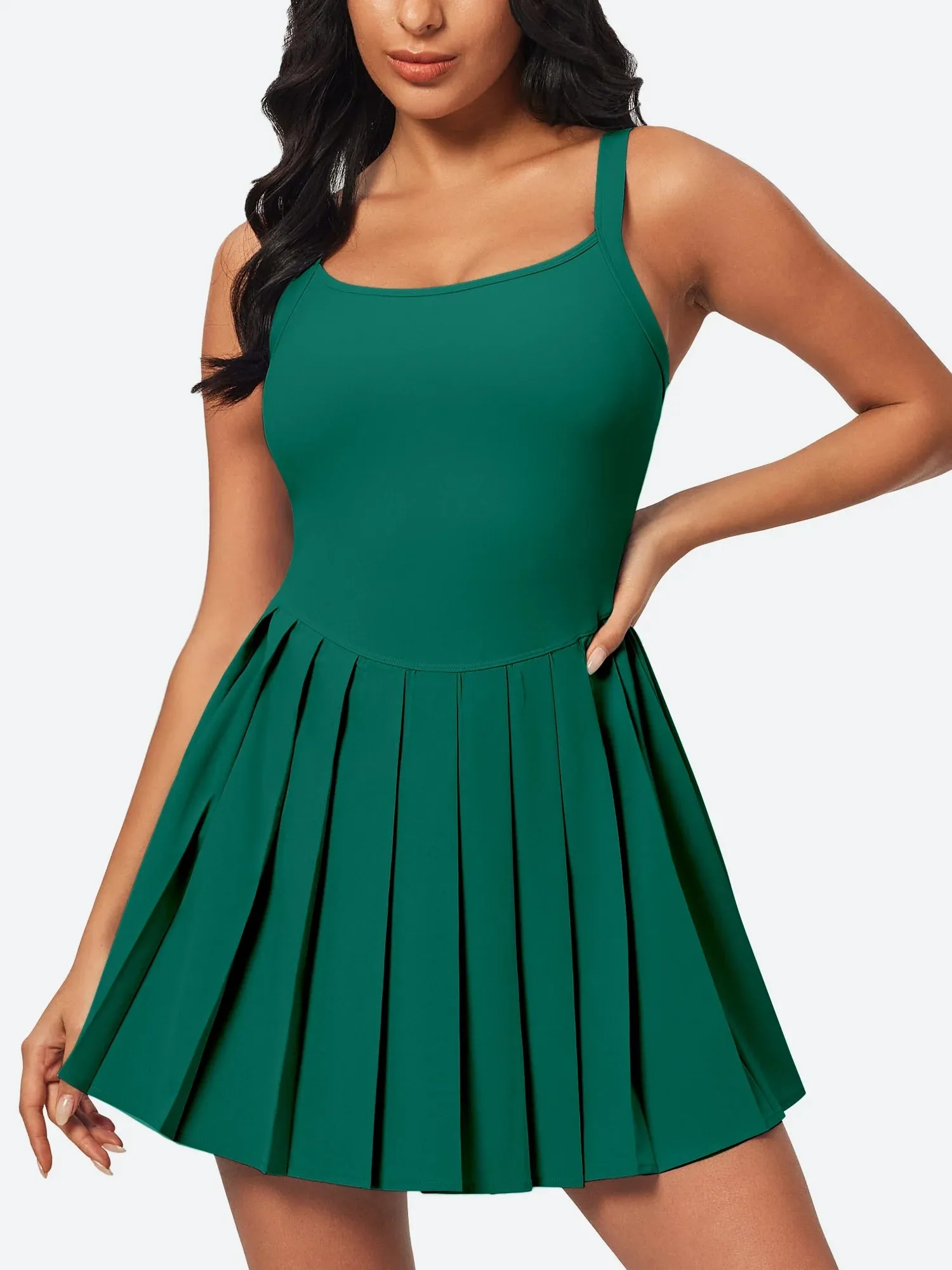 IUGA Easy Peezy Pleated Athletic Dress With Built-in Shorts