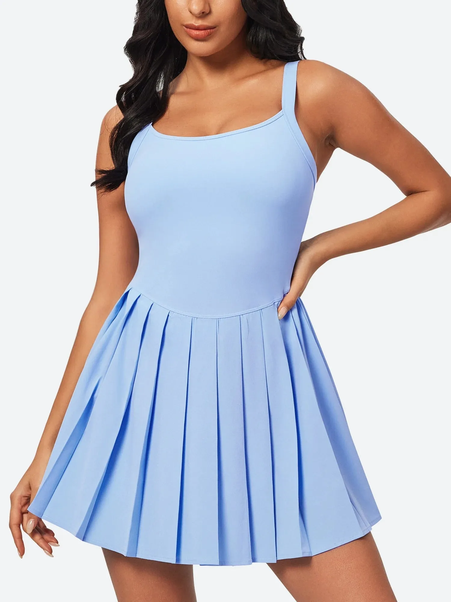 IUGA Easy Peezy Pleated Athletic Dress With Built-in Shorts