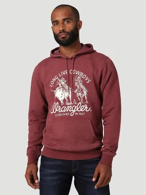MEN'S WRANGLER LONG LIVE COWBOYS PULLOVER HOODIE IN BURGUNDY HEATHER