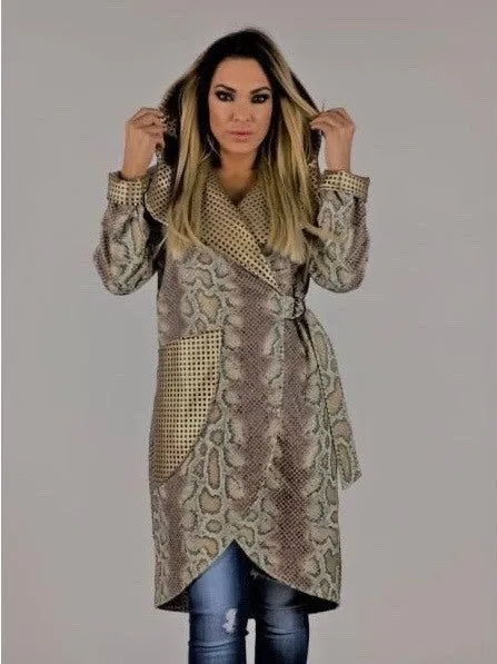 MissQ Snake Print Design Spring Coat Jacket