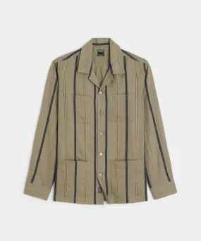 Olive Jacquard Guayabera Shirt in Olive