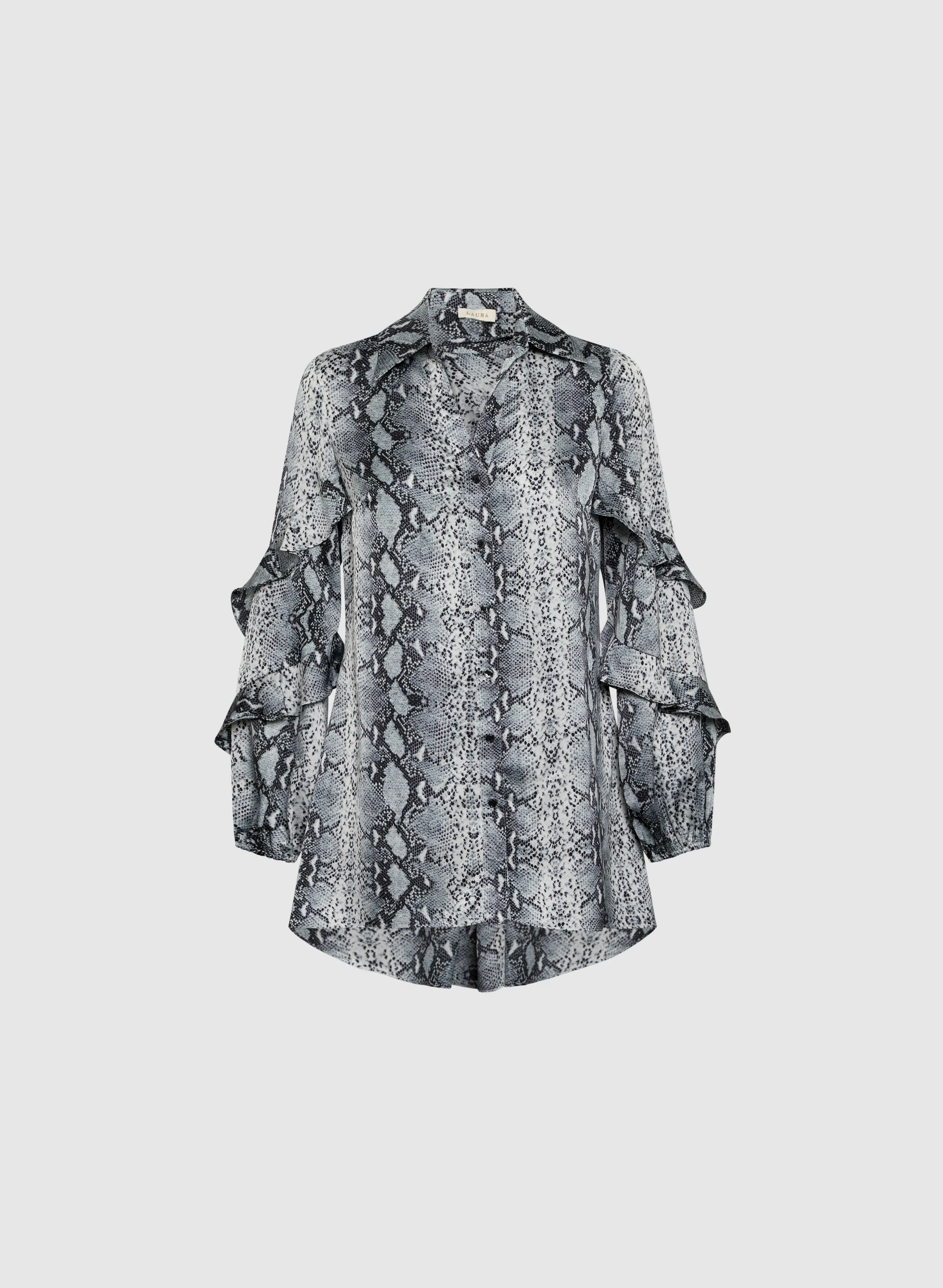 Ruffled Animal Print Blouse