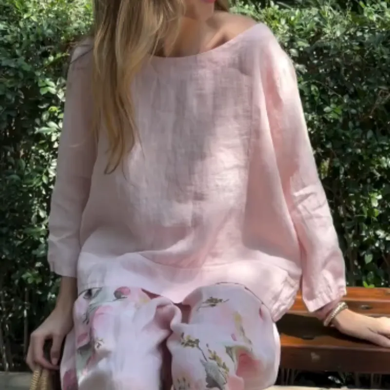 Spring SpecialsSolid Tops  Floral Wide-Leg Pants (2-Piece Set)