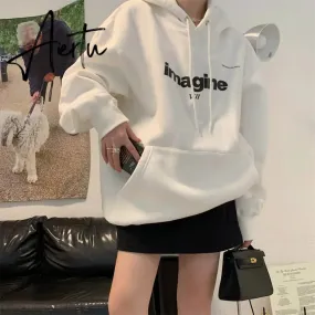 Thick Warm Oversized Hoodie Women's Fall/Winter Top Long Sleeve Loose Fleece Sweatshirt Girls Harajuku Casual Pullover