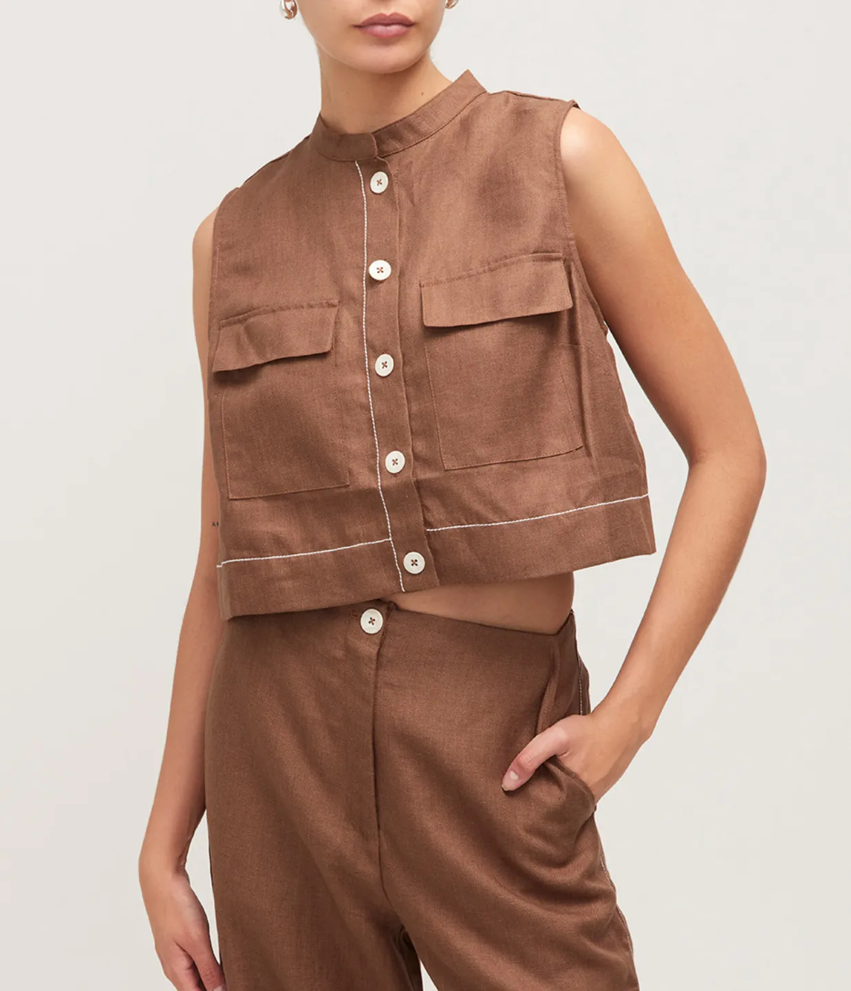 Varenna Utility Top in Cocoa