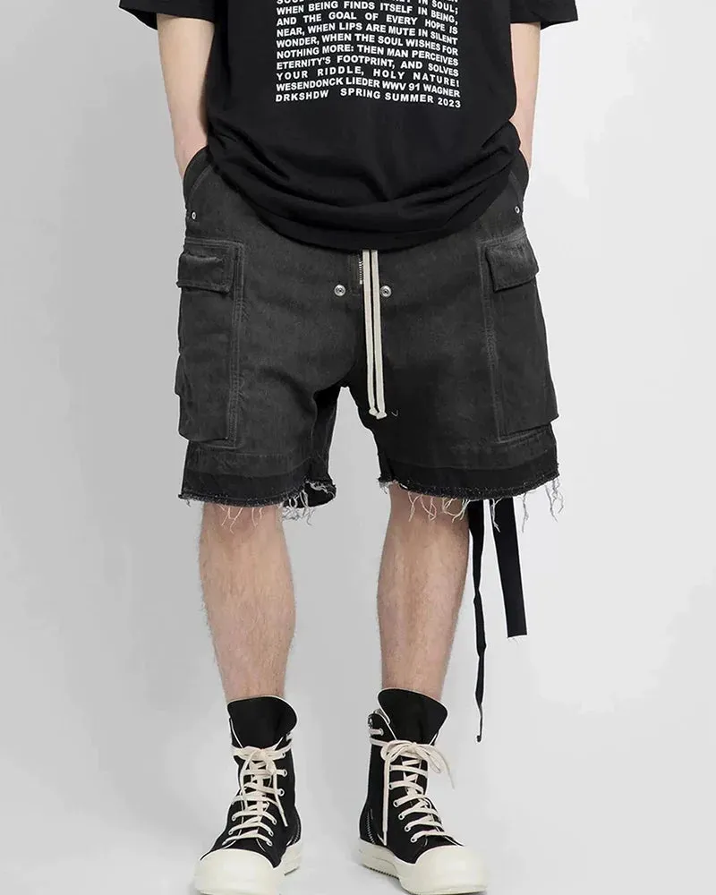Vintage American | Distressed Denim Drawstring Jorts