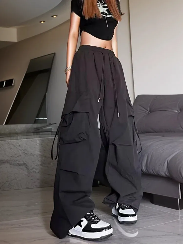 Y2K Cargo-Hose mit hohem Bund und großen Taschen für Damen