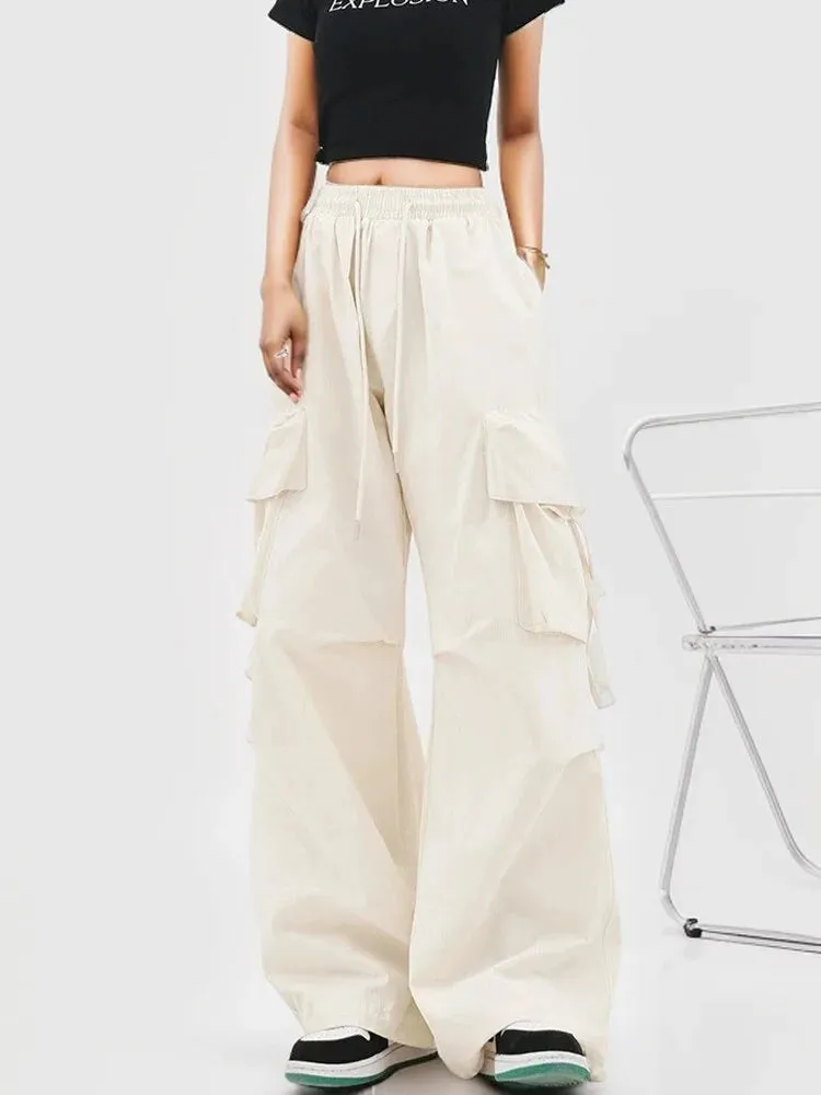 Y2K Cargo-Hose mit hohem Bund und großen Taschen für Damen