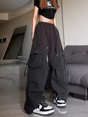 Y2K Cargo-Hose mit hohem Bund und großen Taschen für Damen