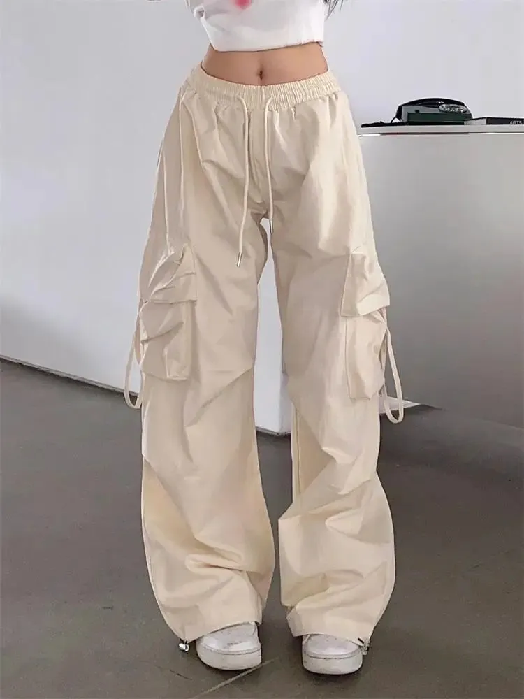 Y2K Cargo-Hose mit hohem Bund und großen Taschen für Damen