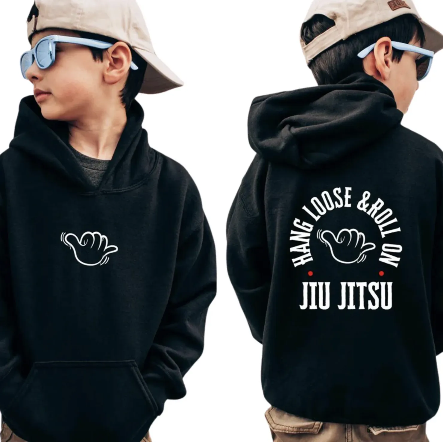 Youth Hang Loose & Roll On Jiu Jitsu Kids Hoodie